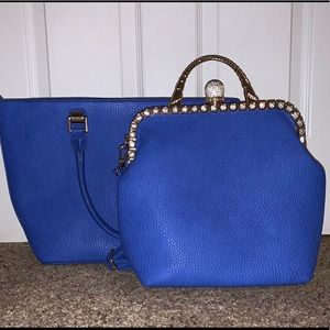 Blue Rhinestone 2 in 1 Fashion Purse